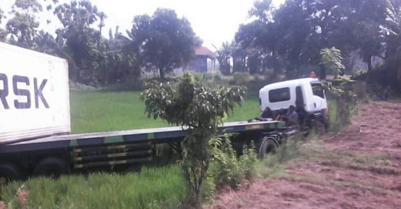 Selip, Truk Trailer Nyelonong Masuk Sawah di By Pass Jombang