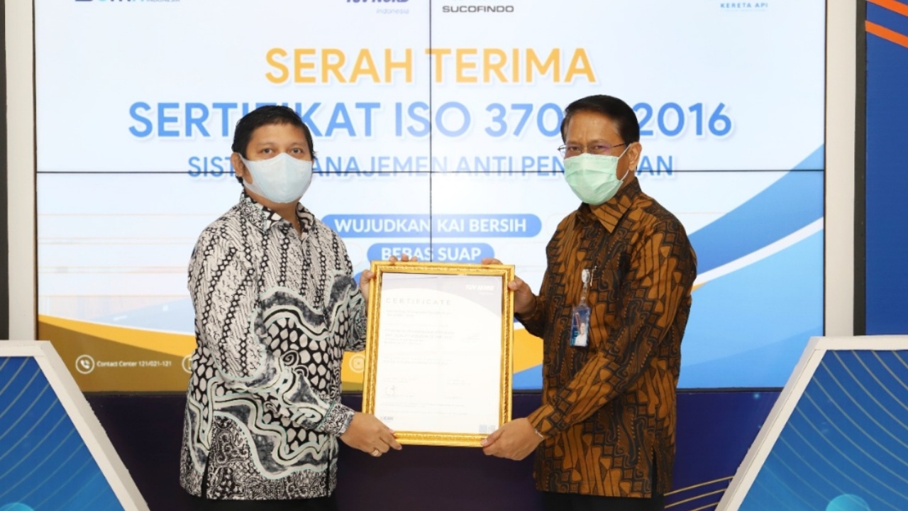 KAI Raih Sertifikat ISO 37001:2016 Sistem Manajemen Anti Penyuapan