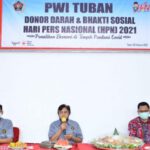 Awali HPN 2021, PWI Tuban Bakti Sosial Dan Donor Darah Patuhi Prokes