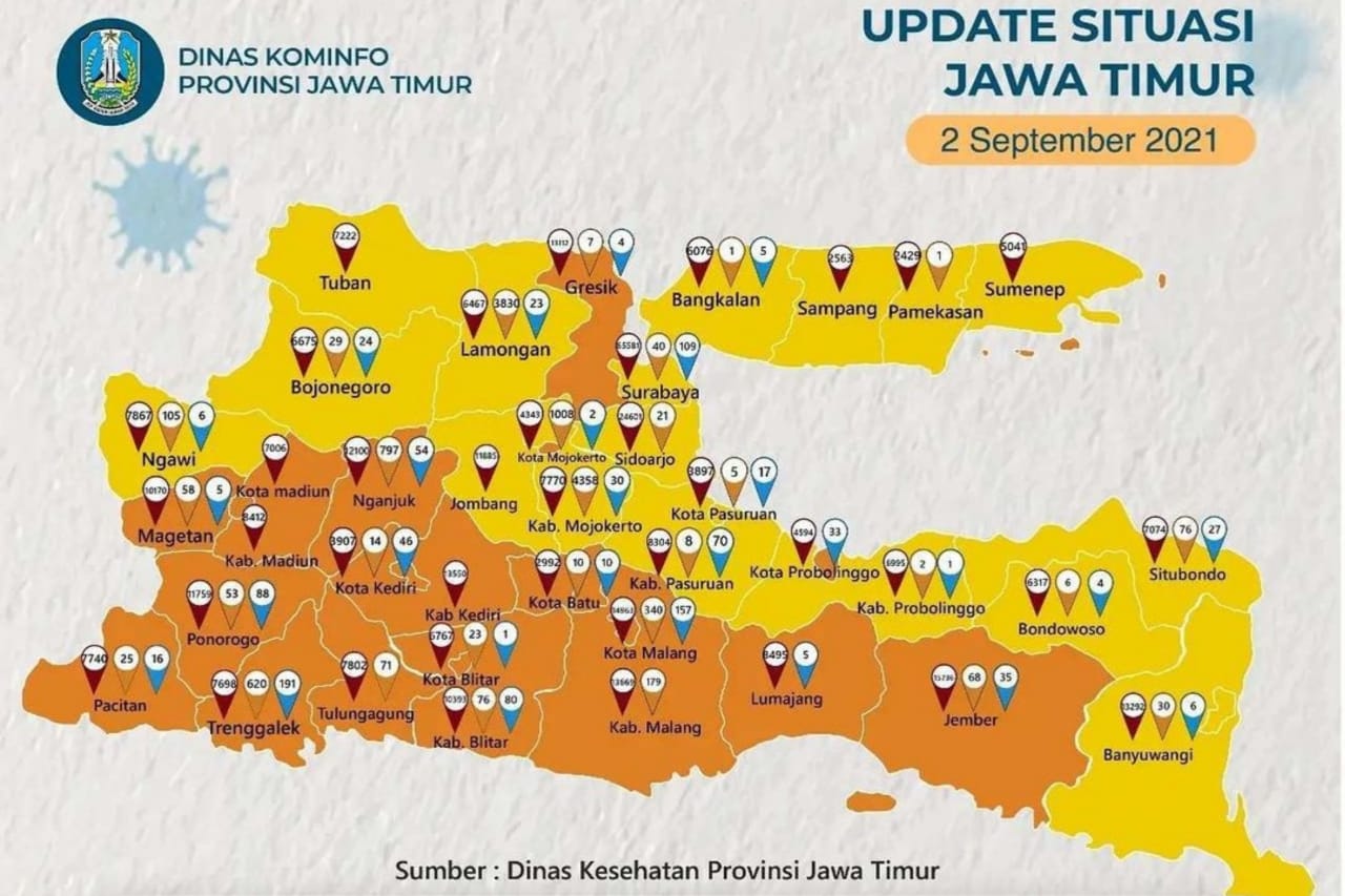Kabupaten Jombang Masuk Zona Kuning Skala Nasional, Ini Sebarannya
