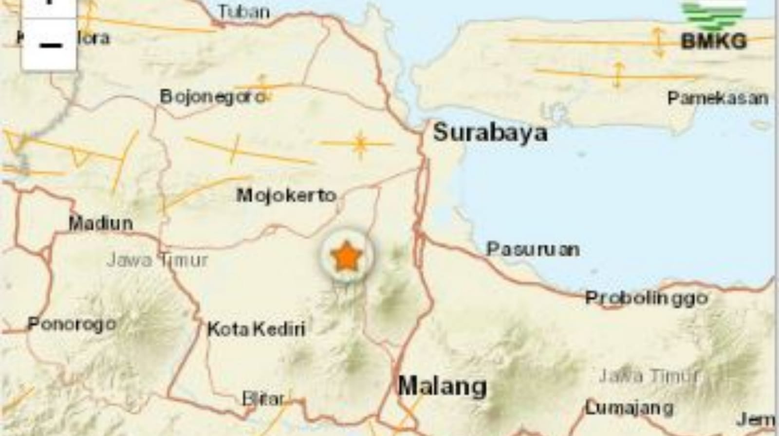 Gempa M 2,7 SR Guncang Mojokerto, Belum Ada Laporan Kerusakan