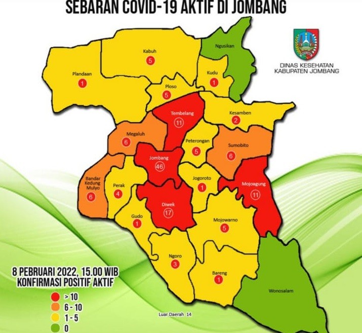 Kasus COVID-19 Bertambah, Empat Kecamatan di Jombang Zona Merah