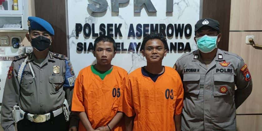 Dua Orang Jambret 11 TKP di Surabaya Ditangkap Polsek Asemrowo