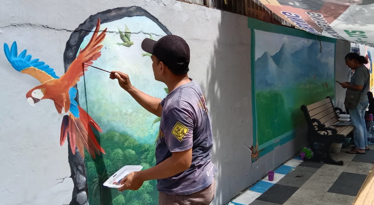 Aksi Kreatif Seniman 3 Dimensi Magic Brus di Jombang Lukis Mural Petinju, Ini Maksudnya!