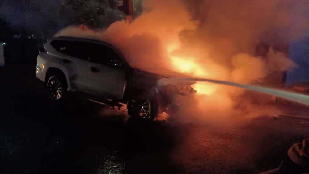 Mobil Pajero Sport Terbakar di Dekat Terminal Nganjuk, Begini Kronologinya