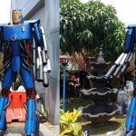 Knalpot Brong Sitaan Polresta Malang Kota Dijadikan Patung Robot