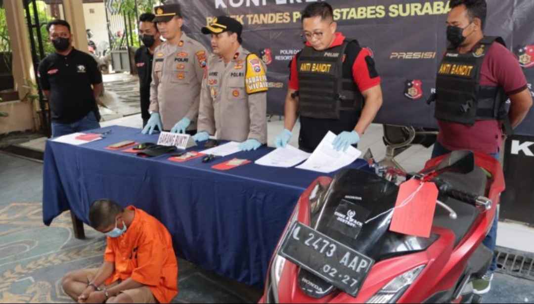 Terlibat Curanmor 3 TKP, Pemuda Tukang Tambal Ban di Surabaya Ditangkap Polisi