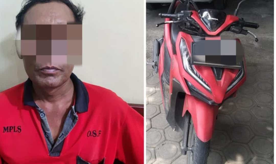 Apes, Pencuri Dorong Motor Curian Ketahuan Pemiliknya di Tulungagung