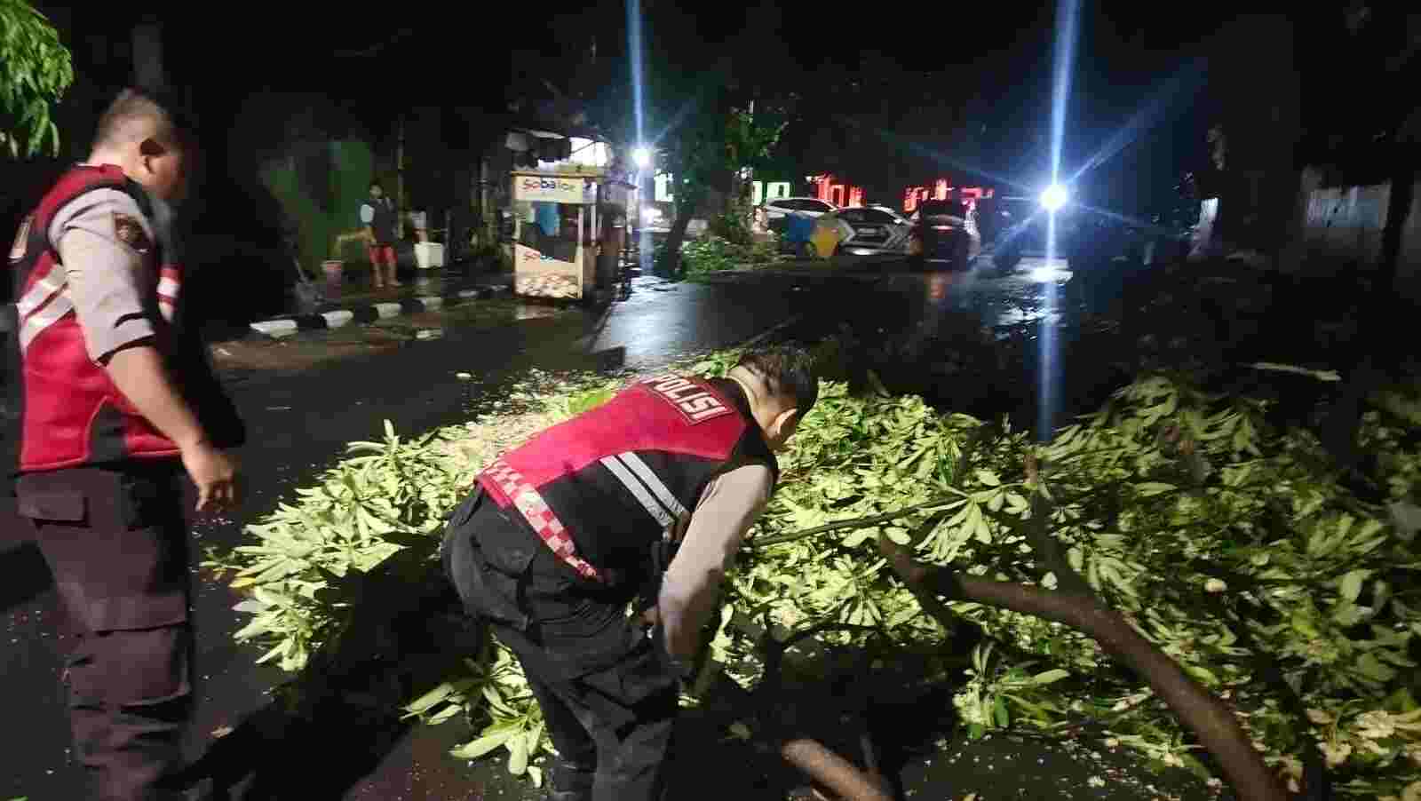 Pohon Tumbang di Jalur Mudik Jl Urip Sumoharjo Kediri Dievakuasi, Pemudik Lancar