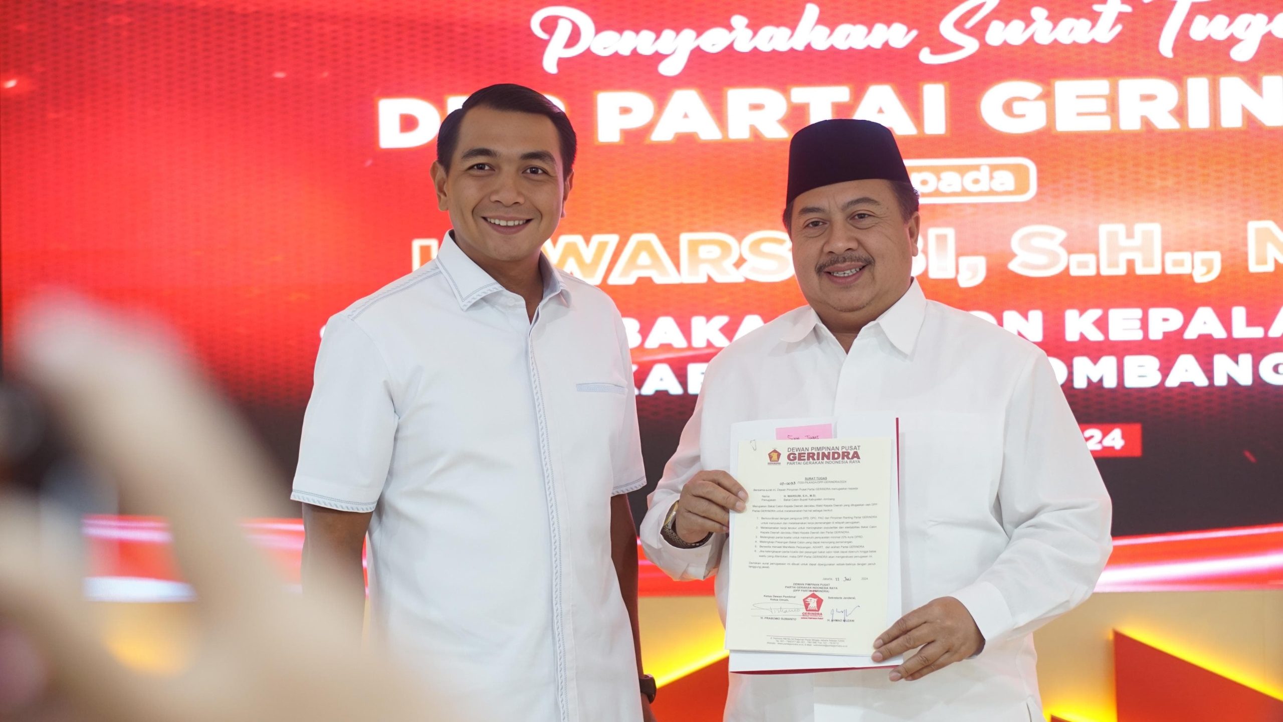 Kades di Jombang Terima Surat Tugas Maju Pilkada 2024 dari Partai Gerindra