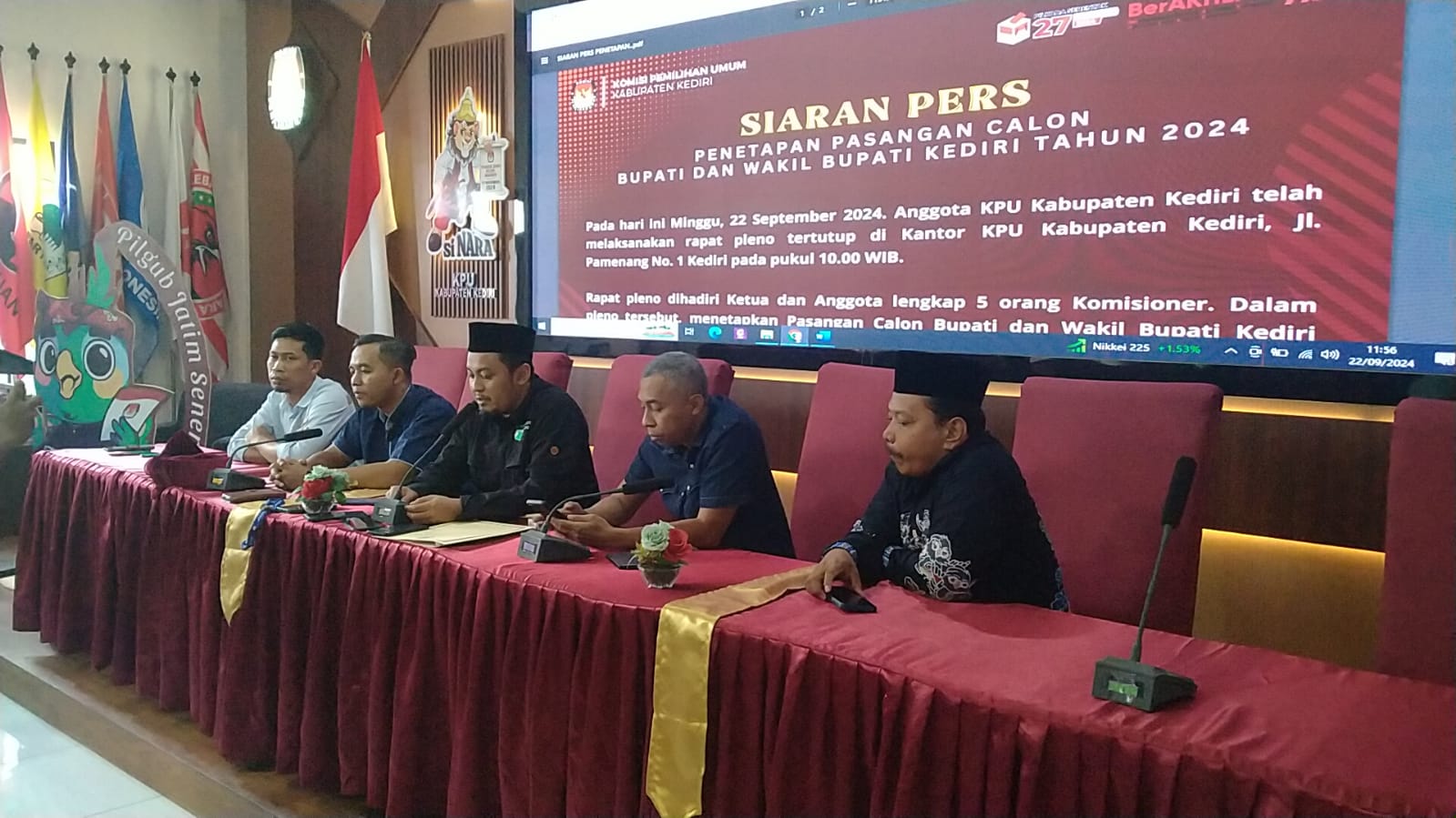 KPU Kabupaten Kediri Resmi Tetapkan Dua Pasangan Calon Bupati dan Wakil Bupati