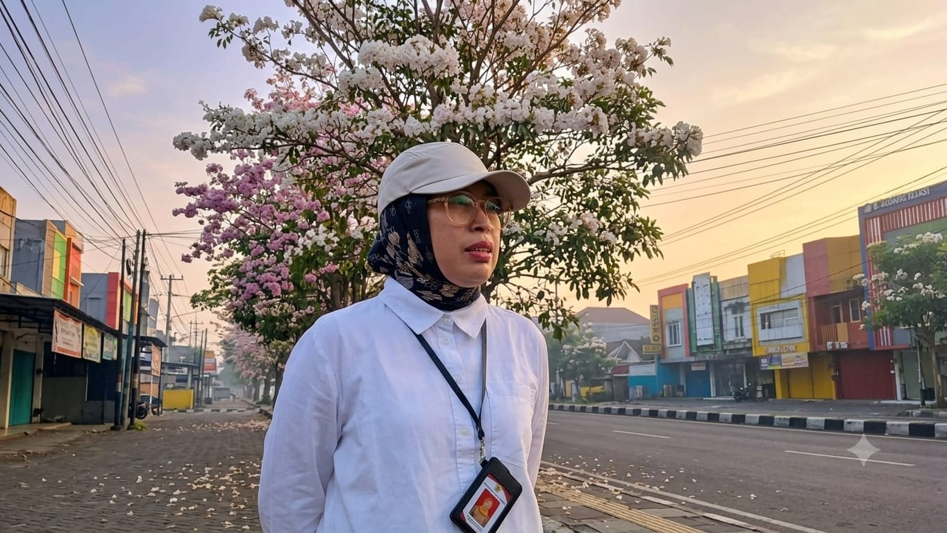 Bunga Tabebuya Mulai Bermekaran, Percantik Sejumlah Ruas Jalan di Kota Kediri